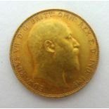 Edw VII gold sovereign, 1908.