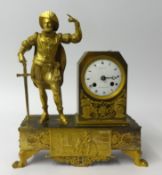 A 19th century French Empire Gilt Bronze Figural Mantle Clock, the movement signed 'A. D Mougin',