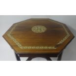 An Edwardian rosewood and marquetry inlaid occasional table, width 84cm.