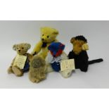 Collection of five bears including Bedford Bears 'Harry' with certificate limited edition. (5)