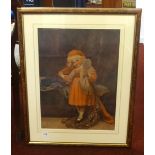 Print after P.Tarrant, child with vanity mirror, 58cm x 42m.