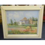 Ralph Spiller 'Asturian Monastery' oil on canvas, monogrammed, 40cm x 50cm