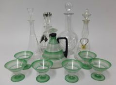 Art Deco style seven piece drinking set together with a another Deco decanter and three others