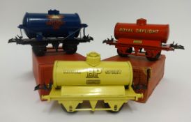 Hornby gauge O boxed 'Royal Daylight' oil tank wagon', BP tank wagon and an early Bernard Ridgley '
