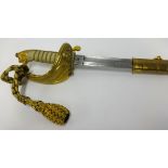 A George V Royal naval officer’s dress sword, the etched blade with foul anchor and G.R.V cypher,