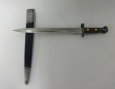 A British 1907 pattern bayonet by R. Mole, 12-inch double-edged and double fullered blade with war