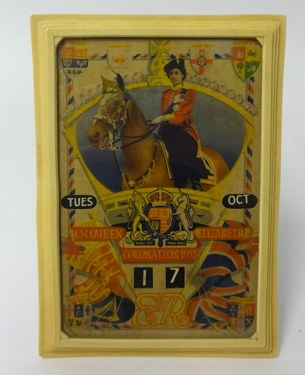 Queen Elizabeth II 1953 Coronation desk calendar.