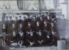 An original black and white photograph of a Naval Crew together with a coloured photograph