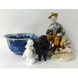 A pair of modern oriental black panels, a Royal Doulton dog and other various collectables etc.