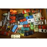 A large collection of (40+) play worn/damaged toys by Dinky, Corgi, Matchbox, Morestone plus