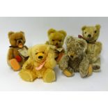 A collection of teddy bears including Hermann Zotty, no labels possibly circa 1980's, also a Hermann