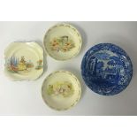 A collection of chinaware including two Bunnkykins bowls (damaged) (4).
