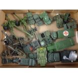 A collection of (21) miscellaneous play worn military items by Dinky, Britains, Crescent, Lone