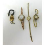 A 9ct gold cased vintage ladies Rode wristwatch and three other wristwatches,