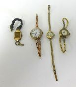A 9ct gold cased vintage ladies Rode wristwatch and three other wristwatches,
