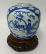 19th Century Chinese blue and white ginger jar base with four character marks, height 24cm on a