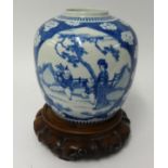 19th Century Chinese blue and white ginger jar base with four character marks, height 24cm on a