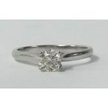 A diamond solitaire ring, approx 0.50ct set in platinum, finger size O