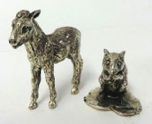 Two miniature silver animal sculptures, horse and field mouse (height of horse 45mm).