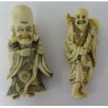 Two carved antique netsukes, height 75mm