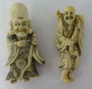 Two carved antique netsukes, height 75mm
