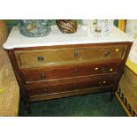 MAHOGANY CHEST OF THREE DRAWERS WITH MARBLE TOP