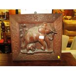 CARVED WOODEN WALL HANGING OF ELEPHANTS