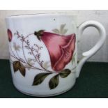 CHINA TEACUP DECORATED WITH FLOWER WITH 'WATERMARK' IMAGE TO BASE