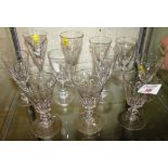 ELEVEN ANTIQUE STEMMED DRINKING GLASSES