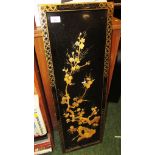 LACQUERED ORIENTAL STYLE WALL PANEL DECORATED WITH RELIEF OF BLOSSOM BRANCH