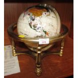 LAPIS GEMSTONE GLOBE ON BRASS STAND