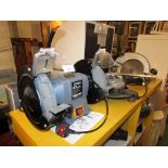 TITAN TTB521GRB 200MM BENCH GRINDER, HITACHI G23SF2 ANGLE GRINDER AND HITACHI C9U 235MM CIRCULAR