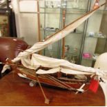 WOODEN MODEL OF SAILING BOAT (A/F)