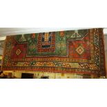 SUBSTANTIAL RUST RED GROUND FLOOR RUG IN CENTRAL / SOUTH AMERICAN STYLE WITH FIVE MARGINS, LARGE