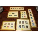 SIX FRAMED AND MOUNTED SETS OF YUGOSLAVIAN STAMPS INCLUDING SPACE AND DOGS