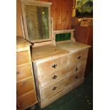 STRIPPED PINE DRESSING CHEST WITH WASH STAND CONSISTING OF TWO SHORT OVER TWO LONG DRAWERS WITH