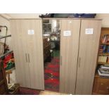 KINGSTOWN FURNITURE LIMED WOOD EFFECT THREE DOOR WARDROBE WITH MIRRORED DOOR, TWO DOOR WARDROBE