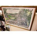 FRAMED AND GLAZED SKETCH MAP OF SIDMOUTH AFTER JERRY PITCHER