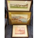 TWO FRAMED AND MOUNTED ELEANOR LUDGATE PRINTS OF SIDMOUTH, TOGETHER WITH WATERCOLOUR OF SIDMOUTH