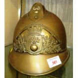 FRENCH BRASS HELMET 'SAPEURS POMPIERS BLANGY S BRESLE'