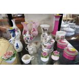 CHINA POSY, SALT AND PEPPER, SELECTION OF DRESSING TABLE CHINAWARE AND OTHER ITEMS