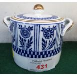 WEDGWOOD BLUE AND WHITE TWO HANDLED JAR WITH GILDING