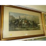 FRAMED COLOURED ENGRAVING 'COMING FROM THE HORSE FAIR' AFTER ROSA BONHEUR