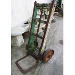 WOODEN AND METAL VINTAGE GROCER'S BARROW (A/F)