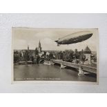 A postcard depicting the Hindenburg airship marked 'Konstanz am Bodensee Partie mit Horst-Wessel-