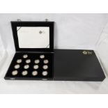 Royal Mint United Kingdom One Pound Coin 25th Anniversary Silver Proof Collection (fourteen coins)