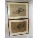Ray Saunders - two etchings of sleeping dogs - 'Old Pete' and 'A Dog's Life', each signed and titled