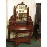 Victorian mahogany demi lune duchess dressing table with four drawers to top and an arched