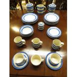T.G.Green Earthenware blue and white 'Cloverleaf' kitchen ware with black stamp to base including
