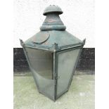 Copper street lamp with traces of green paint, height 71cm